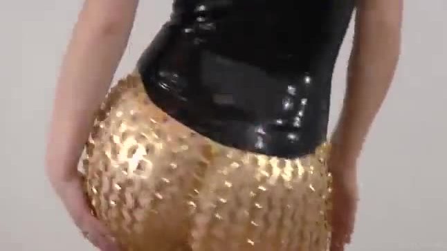 Sexy liquid gold leggings fetish