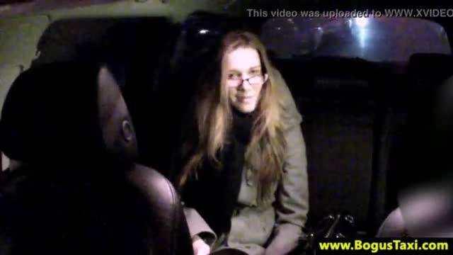 Amateur euro babe with glasses cant pay for taxi