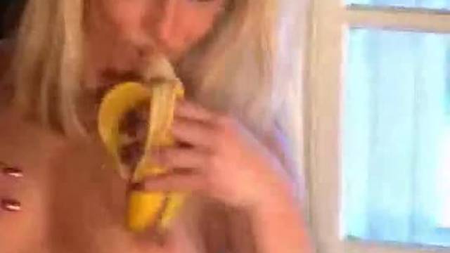 Blonde babe and banana