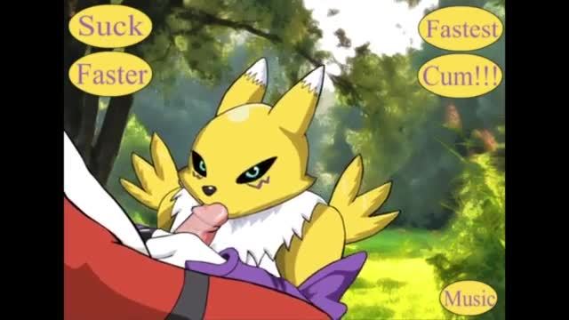 Digimon: renamon gives guilmon a blowjob