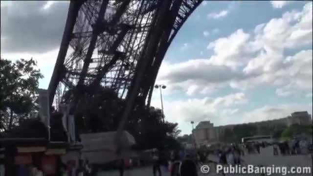 Under the eiffel tower in paris france, extreme public sex risky threesome orgy